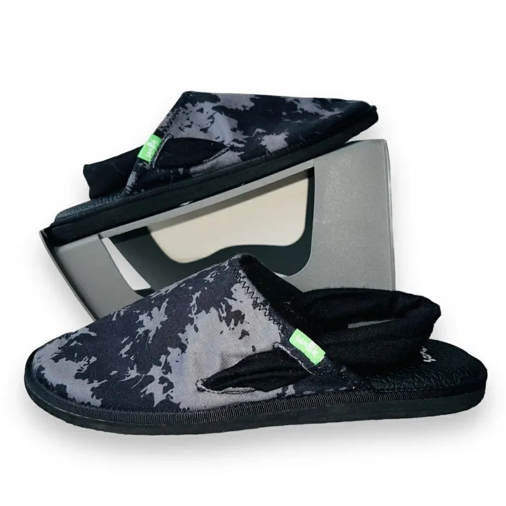 Sanuk Yoga Sling Cruz Slingback Sandals Black Tie-Dye 1100769‎ Women's 7